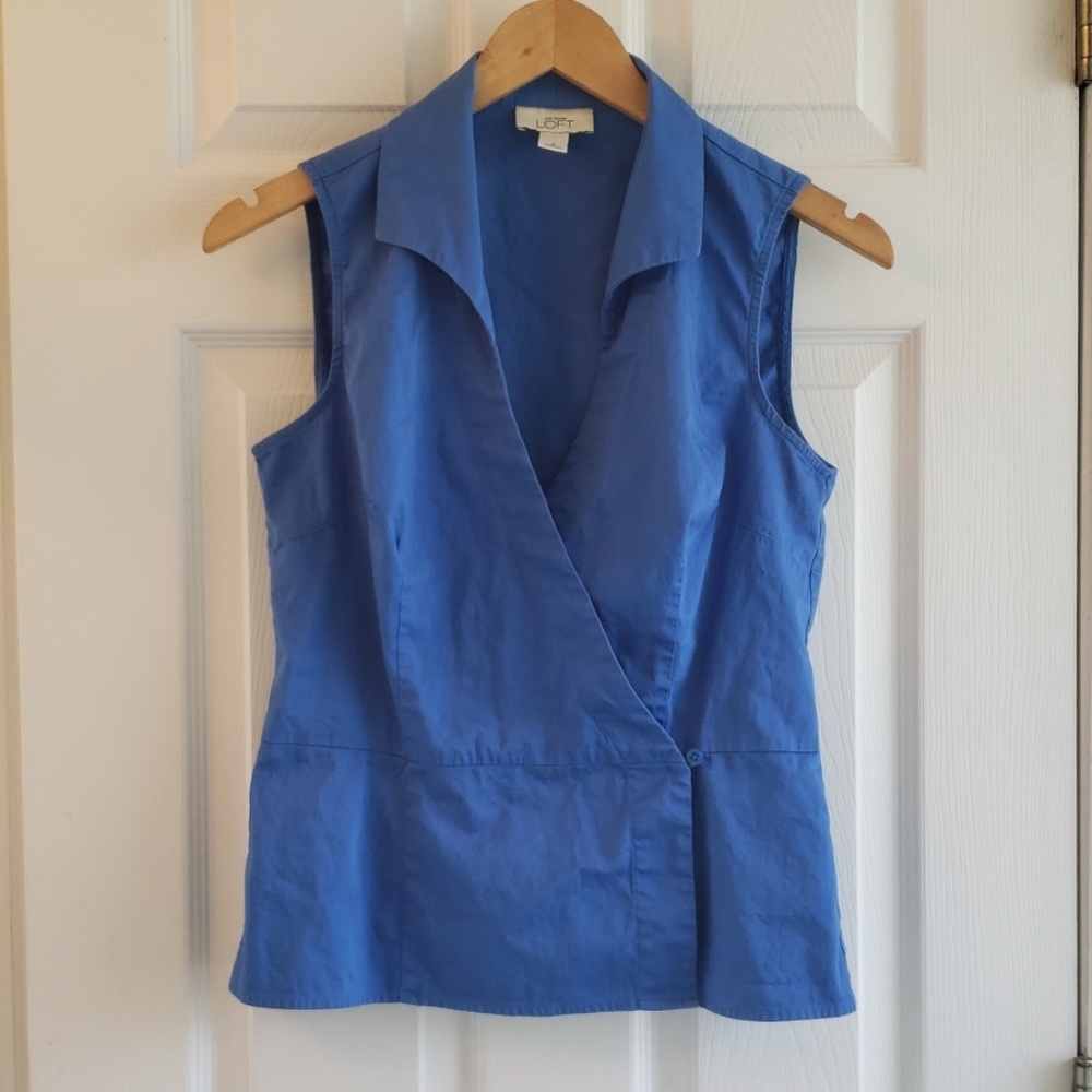 Sleeveless Ocean Blue Ann Taylor Loft Wrap Blouse
